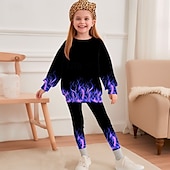 halpa Tytön 3D-näkö ja loisto-Tyttöjen 3D Kuvitettu Urheiluasu Verryttelypuvut Huppari &amp; leggingsetti Pitkähihainen Kevät Syksy Päivittäin Vapaa-aika Sukkahousut Lapset 4-12 vuotta Tiukka pyöreä kaula-aukko ulko- Loma Urheilu