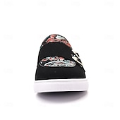 Herre denim loafers med dobbel munk stropp og etnisk trykk – moteriktige, uformelle slip-on-sko for urban stil, fester og vårantrekk billige Uttalelsessko-Herre denim loafers med dobbel munk stropp og etnisk trykk – moteriktige, uformelle slip-on-sko for urban stil, fester og vårantrekk