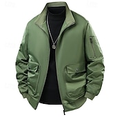 abordables Vestes Décontractées-Homme Veste Décontractée Rembourré Extérieur Vacances Chaud Fermeture éclair Avec Poches Automne Hiver Uni Mode Streetwear Col montant Régulier Noir Vert Veste