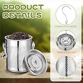 cheap Kitchen Utensils &amp; Gadgets-Large Tea Infuser for Loose Leaf Stainless Steel Tea Strainers and Spice Ball Extra Fine Mesh Strainer with Chain Hook and Lid