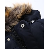 preiswerte Mädchen Daunen- und Parkajacke-Kinder Jungen Daunenmantel Kapuzenjacke Oberbekleidung Buchstabe Langarm Reißverschluss Tasche Mantel Outdoor Täglich Schwarz Rote Marineblau Winter Ab 4 Jahren