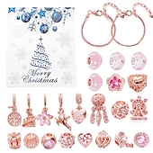 お買い得  アドベントカレンダー-女の子向けクリスマスアドベントカレンダーブレスレット2025、24日間DIYジュエリー製作キット（チャームビーズ22個と調節可能なブレスレット2個付き）、子供、ティーン、女性へのクリスマスカウントダウンギフト