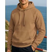 abordables Sudadera &amp; Sweatshirt-Hombre Sudadera informal Sudadera con capucha Con bolsillos Manga Larga Camiseta Ropa Deportiva Otoño Color sólido Moda Al Aire Libre Viaje Corriendo Ropa de deporte Ropa de Deporte Negro Amarillo