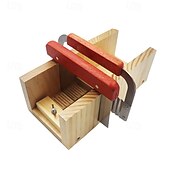cheap DIY Art-Silicone Soap Molds for Soap Making Kit Soap Making Supplies with Soap Cutters, Wooden Box, Wavy and Straight Scraper