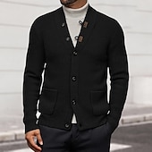 preiswerte Herren Strickjacke-Herren Pullover Kleid Pullover Strickjacke Strickpullover Gerippt Stricken Normale Oberteile Gestrickt Gerippt Einfach V Ausschnitt Mode Schals Lässig Alltagskleidung Bekleidung Herbst Winter Schwarz