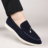 Brune herreloafers i semsket skinn med metalldetaljer – komfortable, casual businesssko til jobb, middager og høstantrekk billige Slip-ons og loafers til herrer-Brune herreloafers i semsket skinn med metalldetaljer – komfortable, casual businesssko til jobb, middager og høstantrekk