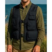 preiswerte Westen-Herren Anglerweste Wanderweste Ärmellos Weste Außen Leicht Atmungsaktiv Reißverschluss Mehrere Taschen Polyester Schwarz Armeegrün Rot Jagd Angeln Klettern