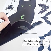 abordables Pegatinas de Halloween-4 hojas de pegatinas de pared para Halloween, para ventanas, telarañas y murciélagos. &amp;Gatos negros, estática, escaparate de Halloween &amp;decoración del hogar
