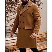 billiga Trenchcoat för män-Herr Fleece-jacka Peacoat Trenchcoat Semester Dagligen Höst Vinter Polyester Håller värmen Ytterkläder Kläder Mode Klassisk Slät Ficka Kavajslag Dubbelknäppt