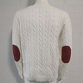 preiswerte Herrenpullover-Herren Pullover Strickpullover Gerippt Stricken Normale Oberteile Knöpfe Gestrickt Einfach Henley Mode Basic Urlaub Alltagskleidung Bekleidung Herbst Winter Schwarz Weiß M L XL