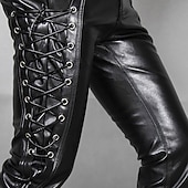 economico pantaloni casual-Per uomo Pantaloni in ecopelle A cordoncino Tinta unita All'aperto Sport Lunghezza intera Feste Informale Di tendenza Informale Nero Rosso Anelastico