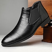 halpa Juhlakengät-Miesten laivastonsiniset chelsea-saappaat, klassinen slip-on-malli, tyylikkäät aitoa nahkaa olevat juhlasaappaat yritys-, toimisto- ja juhlatilaisuuksiin.