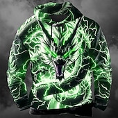 economico Stampa animale-Per uomo Drago 3D Felpa con Cappuccio Felpa Cool Festa Manica Lunga Girocollo Club Abbigliamento casual alla moda Blu Viola Verde Coulisse Autunno Inverno progettista S M L XL XXL XXXL