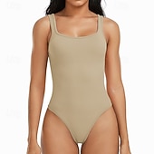 billiga Set och One-Pieces-Dam Träningsdräkt One Piece Romper Ensfärgat Kroppsdräkt risvit Svart Gym Träning Löpning Andningsfunktion Magkontroll Ärmlös Sport Sportkläder