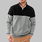 baratos Moletom com capuz de lã-Homens Moletom Moletom Waffle Moletom de lã Moletom com capuz Moletom com zíper Preto Azul Marron Verde Cinzento Colarinho Clerical Tecido Patchwork Bloco de cor Desportos e Ar livre Casual Diário