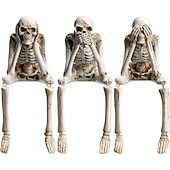 levne Halloweenové závěsné a stolní dekorace-3 ks halloweenská simulace krbu, kombinace lebek, halloweenské sochy, vidět, mluvit, slyšet, žádné zlo, kostlivé figurky, realistické dekorace lebek pro domov, strašidelný dům, halloweenská párty