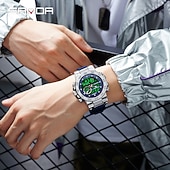 abordables Montres numériques-Sanda 6296 Montre à quartz électronique pour homme, résistante aux chocs, étanche, lumineuse, calendrier, numérique, décontractée