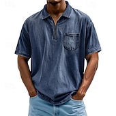 economico Polo classica da uomo-Per uomo Polo Polo con zip a un quarto Abbigliamento quotidiano Data Zip a un quarto Manica Corta Moda Essenziale Semplice Cerniera Tasca Estate Vestibilità regolare Nero Rosa Blu reale Blu Viola