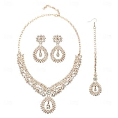abordables Parures de Bijoux-Parure de bijoux 3 Or Strass Chrome Boucles d&#039;oreilles Collier Femmes Élégant ancien Mode Le style rétro Classique Parure de Bijoux Pour Mariage Soirée robe demoiselle d honneur