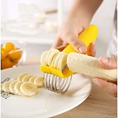 halpa Keittiövälineet ja -laitteet-ruoka manuaalinen viipalointilaite ruostumattomasta teräksestä valmistettu banaanileikkuri makkaranjakaja hedelmä-vihannesleikkaustyökalu luovat keittiötarvikkeet kannettava viipalointilaite