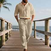 economico T-shirt set da uomo-Per uomo Set di biancheria Completi T-shirt Completi camicia e pantaloni Outfit 2 pezzi Manica Lunga Bavero Primavera Autunno Semplice Moda Casual 2 Pezzi Vacanza Abbigliamento quotidiano Uscire Nero