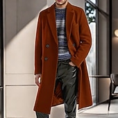 preiswerte Herren-Blazer &amp; -Anzüge-Herren Mantel Trenchcoat Langer Trenchcoat Urlaub Täglich Herbst Winter Polyester Winddicht Warm Oberbekleidung Bekleidung Mode Klassisch Einfach Tasche Revers Doppelreihig