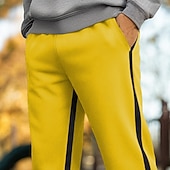 baratos Perna Reta-Homens Calças Esportivas Calças Calça de moletom de perna reta Cintura elástica Perna reta Bloco de cor Retalhos Conforto Respirável Comprimento total Ao ar livre Casual Diário Férias Esportes Preto