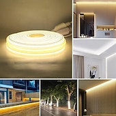 זול חוט נורות לד-רצועת לד COB 220V 1 מטר, 2 מטר, 5 מטר, 288 נוריות/מטר, מנורה גמישה עמידה למים, 3000k, 4000k, 6000k, איכות גבוהה, עיצוב פנים וחיצוני