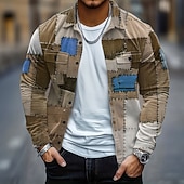 levne pánské košilové sako-Pánské Barevné bloky Slátanina Jako džínovina Kordurová košile Košile bunda Overshirt Dlouhý rukáv Vintage Retro Venkovní Na den Podzim Zima Přehnutý Tlačítko dolů Teplé Bunda s klopovými kapsami