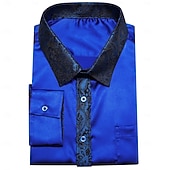 economico Camicie in raso da uomo-Per uomo Camicia Come la seta Camicia in raso Camicia casual Camicia con Bottoni Camicia da Ballo Semplice Formale Matrimonio Blu Manica Lunga Bavero Primavera &amp; Autunno Tutte le stagioni