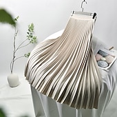 ieftine Fuste de șifon-Pentru femei Fustă Leagăn Modă Casual Maxi Talie Medie Fuste Simplu Plisată Micro-elastic Vacanță Stradă Negru Alb Bleumarin Gri Închis Vară Șifon Poliester