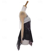 preiswerte Eiskunstlaufkleider-Eiskunstlaufkleid Damen Mädchen Eislaufen Kleid Schwarz Patchwork Daumenloch Netzstoff Spandex Dehnbar Training Übung Professionell Eiskunstlaufkleidung Thermowarm Kristall / Strass Langarm Eislaufen