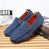 billiga Slip-ons och loafers till herrar-Röda herrloafers i konstläder med slip-on-funktion, lätta, avslappnade mockasiner för arbete, resor och vardagsbruk