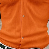 economico camicia da uomo con bottoni-Per uomo Camicia Maglia a coste Camicia Estiva Camicia casual Camicia con Bottoni Nero Bianco Rosa Arancione Verde Manica Lunga Semplice Bavero Vacanza Casuale Abbigliamento Moda Moderno Casual