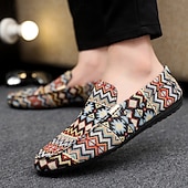 economico Mocassini casual-mocassini da uomo in jacquard multicolore con motivo a zigzag – scarpe casual slip-on alla moda per feste, vacanze e resort estivi