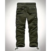 economico Pantaloni cargo-Per uomo Pantaloni Cargo Pantaloni Bottoni Multi-tasche Semplice Indossabile All&#039;aperto Quotidiano Campeggio &amp; Escursionismo Moda Classico Nero Verde militare