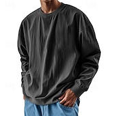 halpa perus t-paidat-Miesten T-paita T-paidat Pitkähihainen paita Pitkähihainen Tiukka pyöreä kaula-aukko Kevät Syksy Tavallinen Muoti Suunnittelija Perus Perinteinen Loma Katu Bile Viini Musta Valkoinen Top T-paita