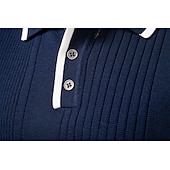 billige Herre Elite Genser og Cardigans-Herre Pullover genser Strikke Vanlige topper Fargeblokk Knapper Helfarge Polokrage Årgang Daglig Skole Hjem Klær Vår Høst Blå Brun S M L