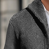 preiswerte Herren Strickjacke-Herren Pullover Strickjacke Gerippt Stricken Normale Oberteile Gestrickt Knopf vorne Einfach Umlegekragen Urlaub Mode Lässig Alltagskleidung Bekleidung Winter Frühling &amp; Herbst Schwarz Marineblau M L