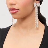 abordables Boucles d&#039;oreilles-Femmes Boucles d&#039;oreilles clous Frange à pompons Précieux Nœud Élégant Mode Diamant Imitation Des boucles d&#039;oreilles Bijoux Argent / Dorée / Arc-en-ciel Pour Mariage Soirée Cadeau Quotidien 1 Paire