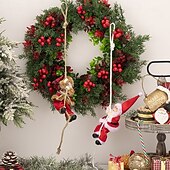 abordables Ornements-Décoration de Noël en forme de Père Noël grimpant, poupée de Père Noël en résine à suspendre, figurine de Père Noël grimpant à la corde pour décoration d&#039;arbre de Noël, de mur et de fenêtre