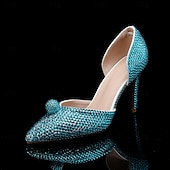 preiswerte Klassische Pumps-Champagnerfarbenes Set mit Strass-Stilettos und Clutch für Damen – elegante High Heels mit spitzer Spitze für Hochzeiten, Abschlussbälle und Abendpartys