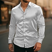 economico Camicie in raso da uomo-Per uomo Camicia Come la seta Camicia in raso Camicia elegante Camicia casual Camicia con Bottoni Semplice Matrimonio Abbigliamento casual alla moda Nero Bianco Giallo Rosa Manica Lunga Bavero