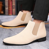 economico Stivali Chelsea-stivaletti chelsea da uomo in finta pelle scamosciata beige - scarpe classiche casual da lavoro alla caviglia per ufficio, lavoro e uso quotidiano