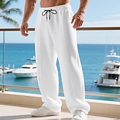 abordables Pierna Recta-Hombre Pantalones de Deporte Pantalones Pantalones deportivos de pierna recta Pantalones de gofres Correa Bolsillo Cintura elástica Plano Comodidad Deporte Diario Moda Casual Negro Blanco