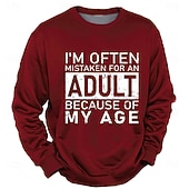 economico Felpe Divertenti-Felpa da Uomo Grafica a Collo Giro "Spesso Vengo Scambiato per un Adulto a Causa della Mia Età" Umorismo di Gioco di Parole
