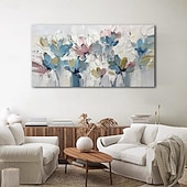 olcso Virág-/növénymintás festmények-kézzel festett absztrakt virágos olajfestmények, vászonra kézzel készített virágok és növények otthoni nappali dekorációhoz, keret nélkül