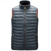 preiswerte Herren Steppweste-Herren Steppweste Weste Gilet Urlaub Täglich Date Mode Lässig Winter Tasche Polyester Warm Bequem Einfarbig Reisverschluss Stehkragen Normale Passform Schwarz Wein Armeegrün Dunkelblau Weste