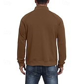 Χαμηλού Κόστους Βασικά φούτερ-Ανδρικά Πουλόβερ Φούτερ με φερμουάρ Μαύρο Πράσινο Χακί Χακί Καφέ Γκρίζο Όρθιος γιακάς Σκέτο Τσέπη Αθλήματα &amp; Ύπαιθρος Καθημερινά Αργίες Πολυεστέρας Κομψό στυλ street Βασικό Καθημερινό Άνοιξη Φθινόπωρο