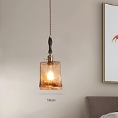 お買い得  ペンダントライト-LEDペンダントライト ミニガラス木製ペンダント天井吊り下げライト ガラスシェード付き 透明ガラスペンダント照明 寝室 リビング ダイニングルーム キッチン用